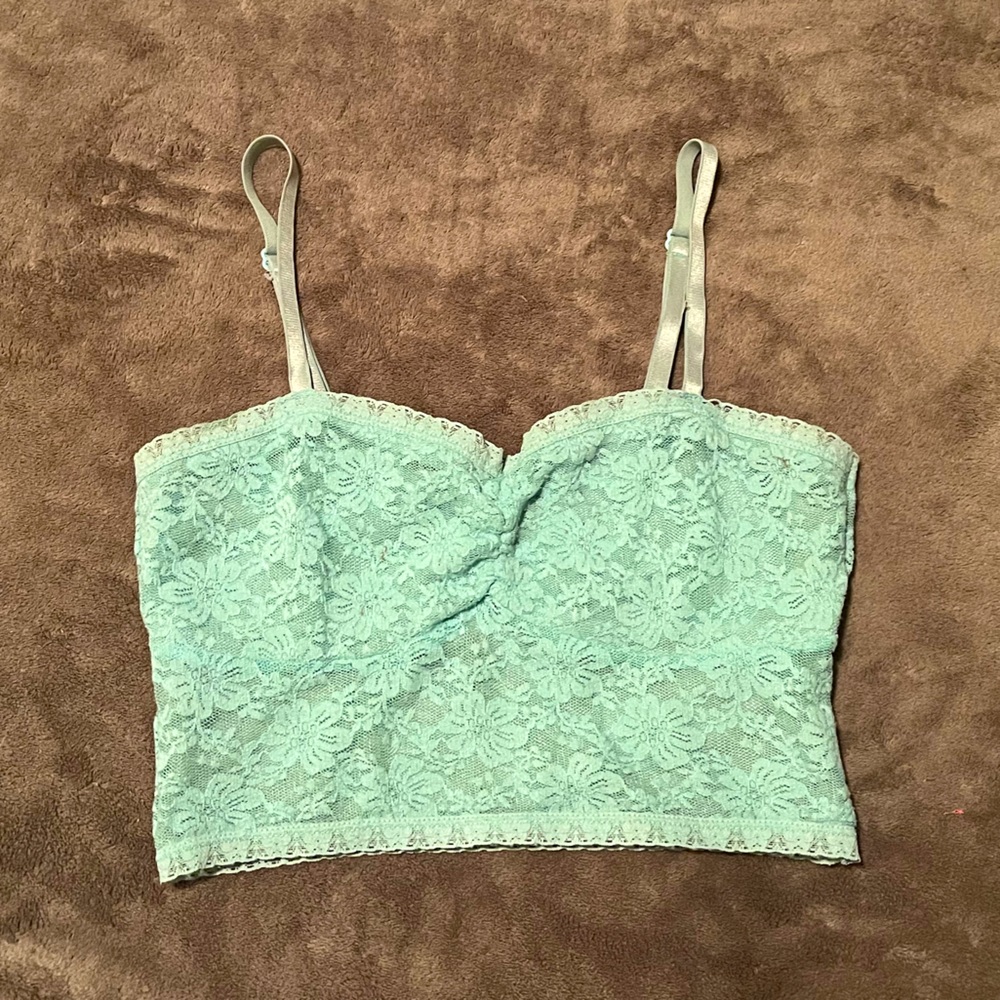 Sea-foam Green cropped Lace Forever 21 camisole